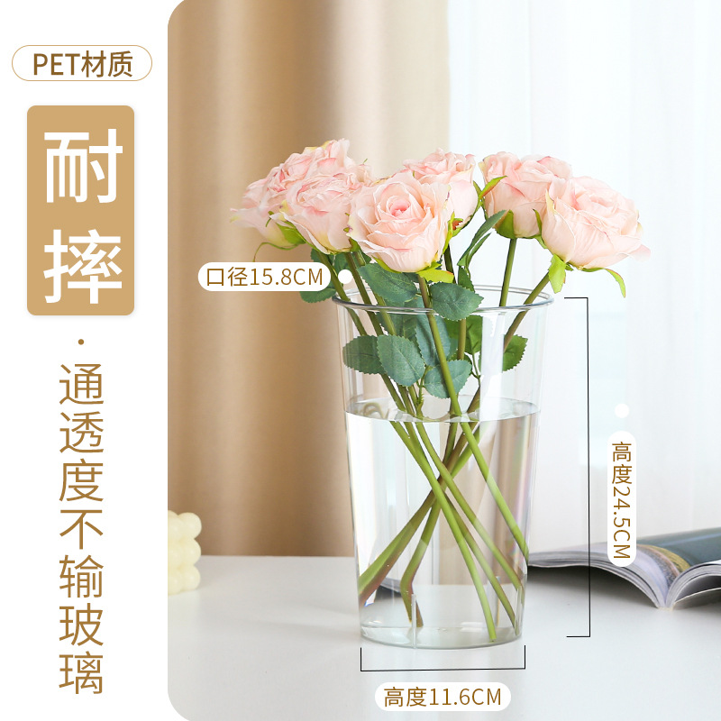 アクリル小花瓶生花透明直筒乾花バラ百合水培植物プラスチック花瓶置物