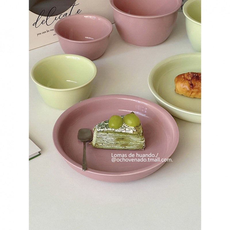 ins奶油風陶瓷盤子釉下彩家用早餐盤甜品蛋糕盤少女心一人食碗碟