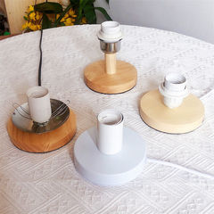 小夜燈底座實木家用木質簡約夜燈帶開關房間台配件燈座螺口E27熱