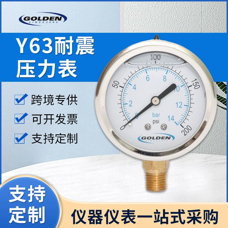 Трансграничный Y63 ударопрочный манометр Несколько спецификаций пользовательских маслонаполнитель манометр воздушный компрессорный насос фитинги