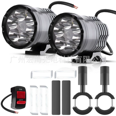 Motorcycle headlights, headlights, vehicle light, electric vehicle light - 6-beads-set-of-2-1-switch-2-stands