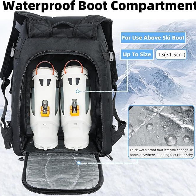 Ski Boot Backpack, Waterproof Ski Boot Travel Backpack for Helmets, Skis, Ski Suits, Goggles Ski Boot Backpack, Waterproof Ski Boot Travel Backpack for Helmets, Skis, Ski Suits, Goggles