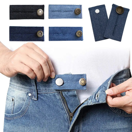 Denim waist-expanding belt with waist accessories, adjustable denim button for stretch pants, maternity lengthening buckle—best-selling on Amazon.