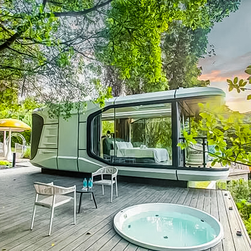 Cápsula espacial sala móvil sala de sol de aleación de aluminio sombreado sala de actividades para acampar al aire libre casa inteligente fabricante de sala de cielo estrellado