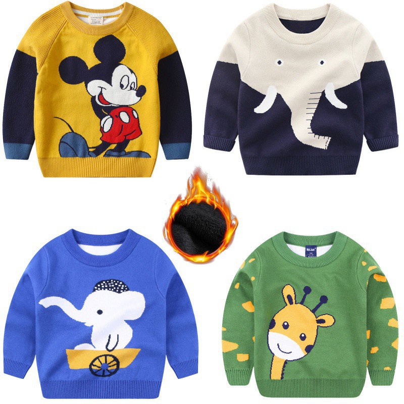 children Cartoon sweater Plush thickening 2020 Autumn and winter new pattern children Socket Sweater double-deck Plush