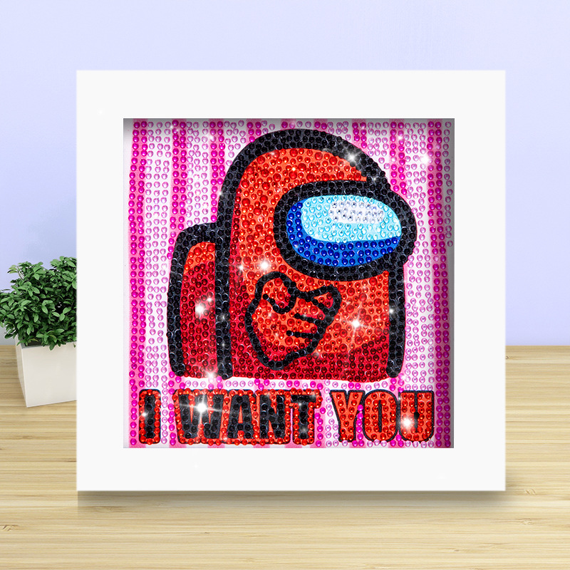 Pintura de diamante DIY con marco de fotos para enviar lleno de diamantes y pintura de diamantes para hacer pintura al óleo de dibujos animados educativos para niños 2024 ladrillo pegajoso y diamantes brillantes