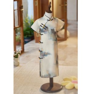 Children's Improved Cheongsam 2024 New Summer Retro Republic of China Style Girls Little Girls Chinese Style Performance Costumes Host