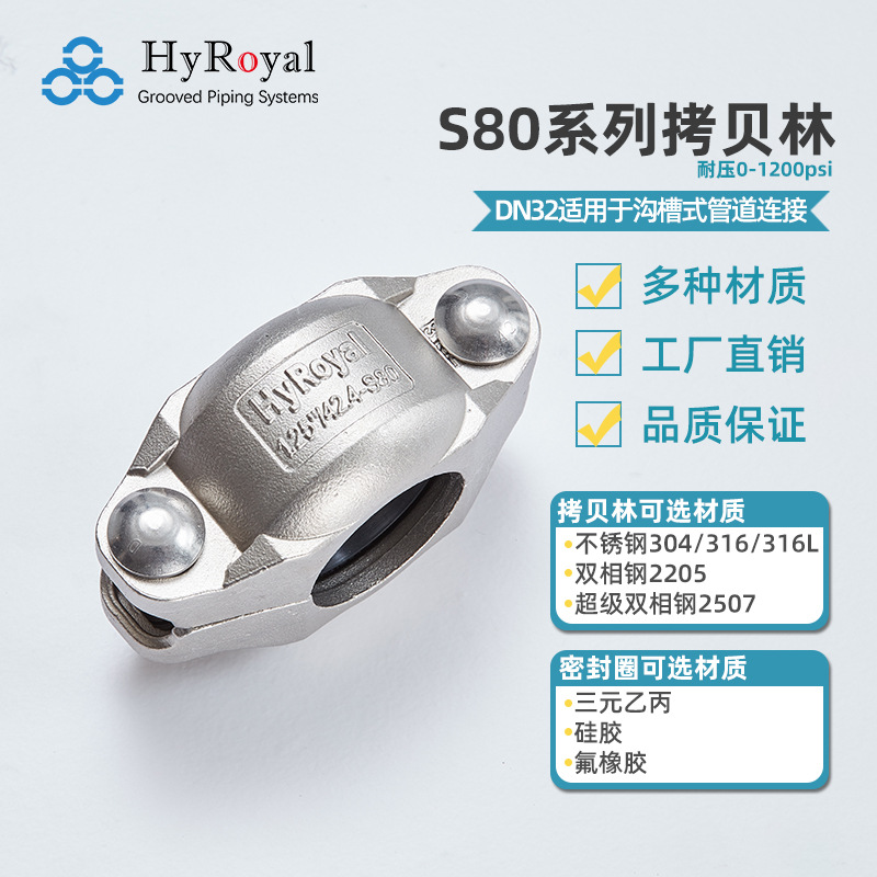 厂家直销S80系列DN32/42.4mm不锈钢高压拷贝林卡箍 现货供应