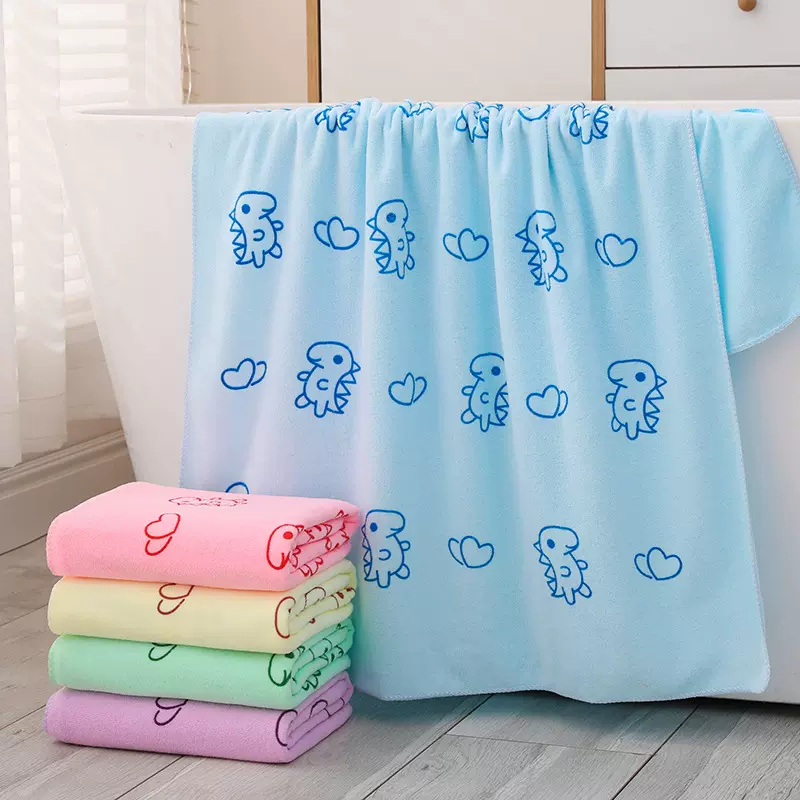 沙滩巾跨境浴巾批发细纤维卡通吸水柔软大毛巾儿童不掉毛洗澡浴巾