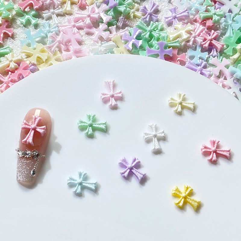 Cross-Border Popular Colorful Macaron Cross Nail Art Accessories Internet Celebrity Popular Cross Crow Heart Nail Art Accessories