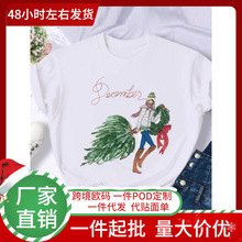 New Year T-shirts Merry Christmas Women Holiday Shirt Tree F