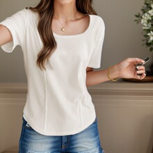 Women's T-shirt  neck short sleeve casual loose T-shirt top
