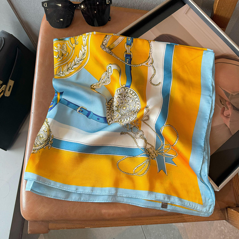 Bufandas de seda para mujeres 2025 primavera y otoño moda versátil temperamento minimalista 65cm bufandas de seda simuladas bufandas delgadas bufandas