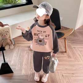 女童卫衣套装一整套卡通长袖儿童2026女宝春季衣服洋气休闲两件套