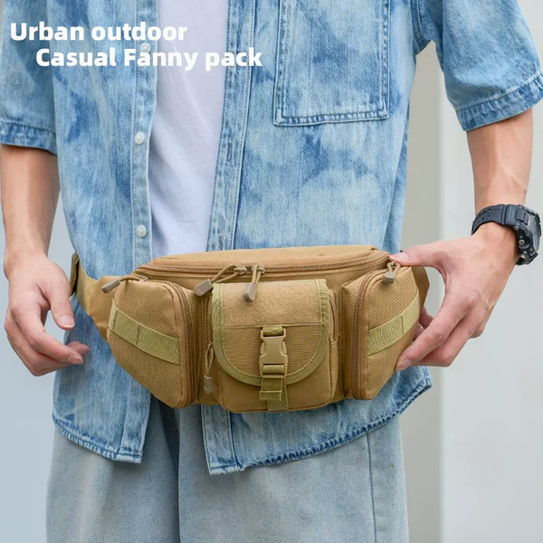 Cross-border Casual Men's Waist Bag Outdoor Travel Waist Bag Large Capacity Tactical Waist Bag Multifunctional Cycling Sports Waist Bag