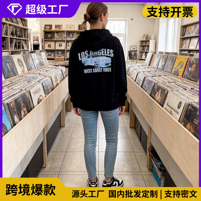 Cross-Border New Gothic Oversized Hoodie Long-Sleeve Harajuku Sweatshirt Unisex Aesthetic Hip-Hop Retro Friends Winter