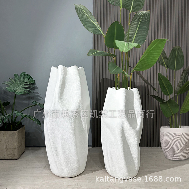 欧式玻璃钢装饰异型花瓶商场绿植样板间展厅落地花器景观工程摆设