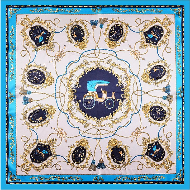 Цепочка, шелковый платок, европейский стиль, тонкое плетение, 90×90 см