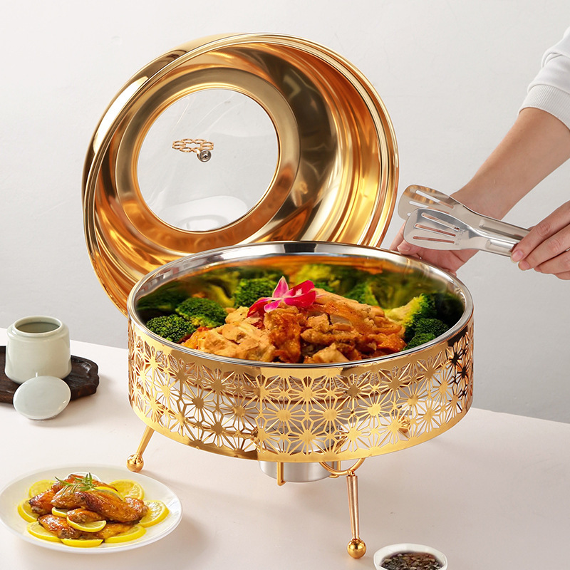 跨境货源8L金色豪华自助餐炉酒店餐厅酒精加热保温炉Chafing Dish|undefined