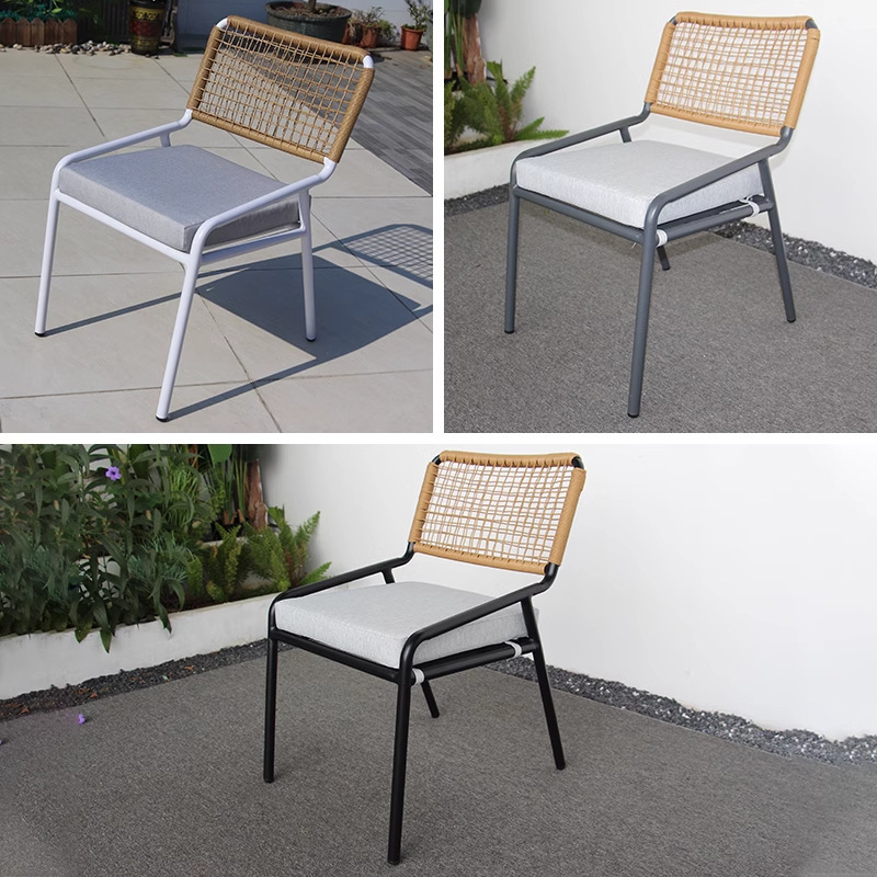 Sillas al aire libre nórdicas patio al aire libre villa silla de jardín silla de relajación silla de comedor de aluminio de caña