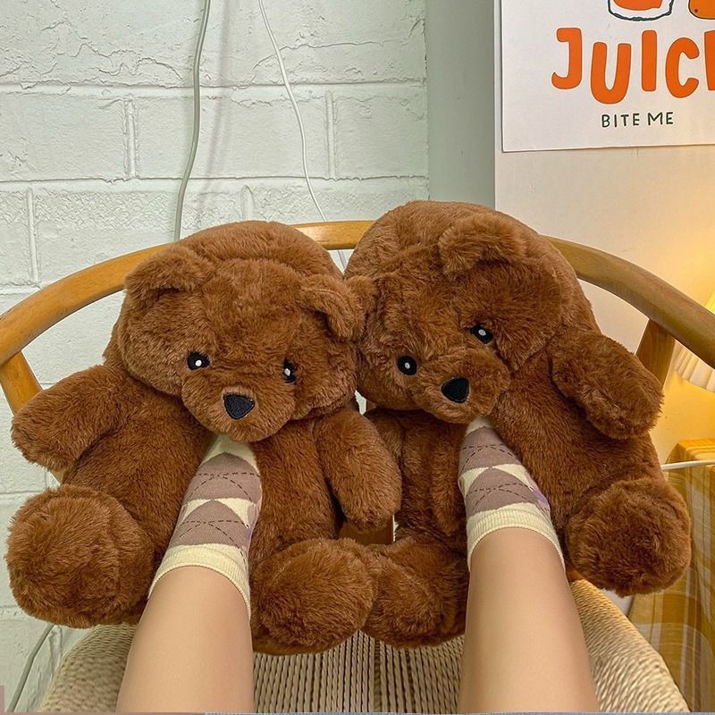 卡通保暖可爱泰迪熊拖鞋teddy小熊棉鞋Bear居家毛绒加厚宿舍冬季