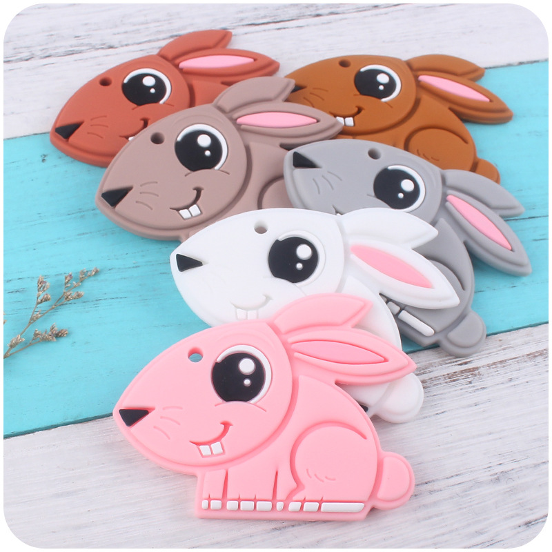 Creativo DIY bebé suministros nueva dibujos animados de silicona ojo grande conejo teether dientes del bebé moler dientes Shaper