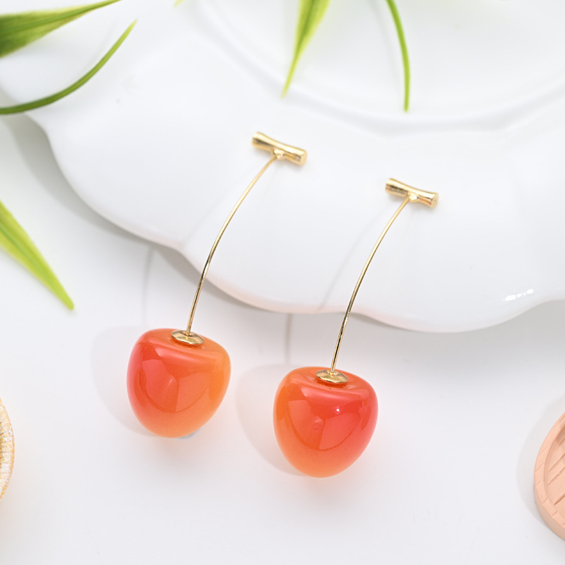 Aretes de cereza roja para mujer – colgante exquisito, fruta de imitación versátil, nuevo estilo