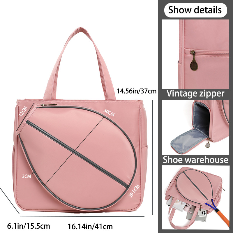 Bolsas de tenis independientes de zapatos portátiles transfronterizas bolsas de pelota calientes de gran capacidad de hombro de alto valor de cara bolsas de bádminton femeninas
