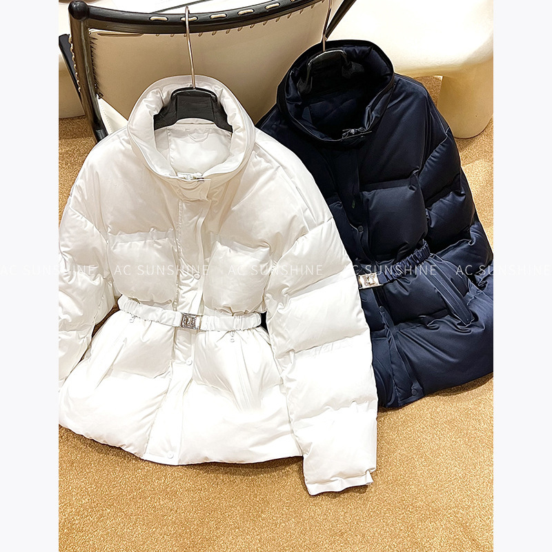 [No Returns or Exchanges] Women's down Jacket with a High-End Feel, Stand-Up Collar, Matte Satin Finish, 95% White Duck down Puffer Coat 19371