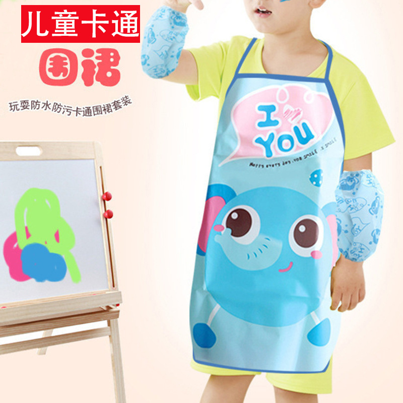 Children's apron painting waterproof girls' reverse dressing painting protective clothing boys' kitchen kindergarten eating baby Coverall Children's apron painting waterproof girls' reverse dressing painting protective clothing boys' kitchen kindergarten eating baby Coverall