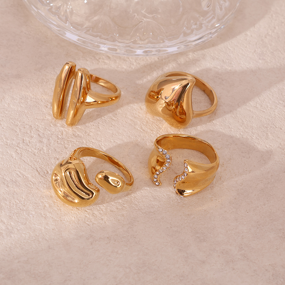 8g Weight Wholesale Jewelry Elegant Simple Style Heart Shape Titanium Steel Plating Open Rings