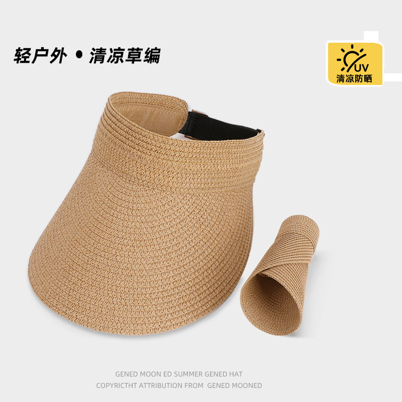 夏の新しい大きなつばの麦わら帽子サンハット女性の日焼け止め屋外韓国スタイルの弾性ストラップファッショナブルな大きなつばの空の帽子|undefined