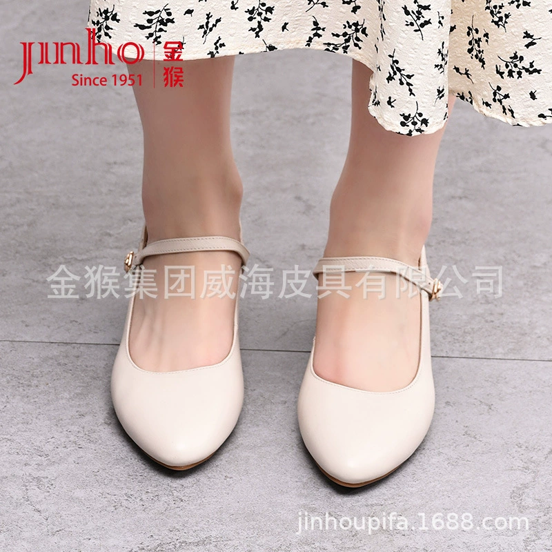 Женская обувь Golden Monkey, весенняя обувь Мэри Джейн из воловьей кожи, модная Маленькая кожаная обувь с мелким ртом, Женская Повседневная пригородная обувь, Рабочая обувь для женщин