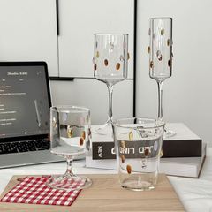 原创设计师款高脚杯ins高颜值酒杯浮雕宝石水杯香槟酒杯鸡尾酒杯