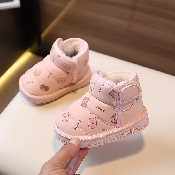 Warm winter toddler shoes for one-year-old female baby