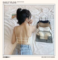 2023新款鏤空美背抹胸固定杯吊帶背心女一體式美背防走光打底內衣