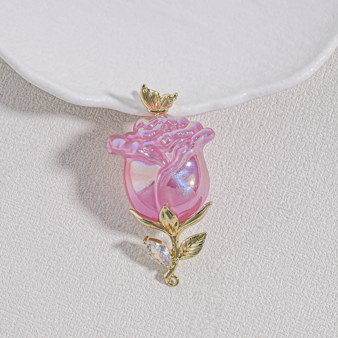 Colgante de Flor de Rosa de Alta Gama, Estilo Medieval, con Incrustaciones de Resina y Esmalte, con Borla, Hecho a Mano