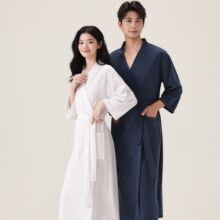 春夏季情侣浴袍女薄款华夫格睡袍男士浴衣美容院汗蒸服养生馆批发