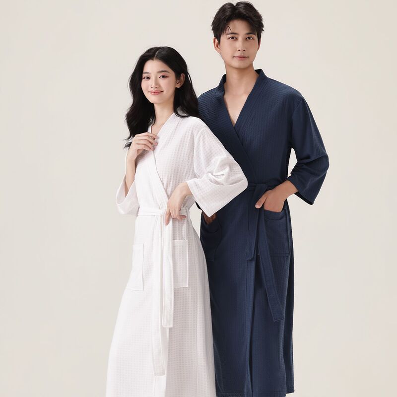 Spring and Summer Couple's Bathrobes, Women's Thin Waffle Bathrobes, Men's Bathrobes, Beauty Salon Sauna Suits, Health Center Wholesale