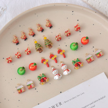 卡通童趣合金滴油立体圣诞树雪人铃铛吊坠 diy饰品耳饰手机链挂件