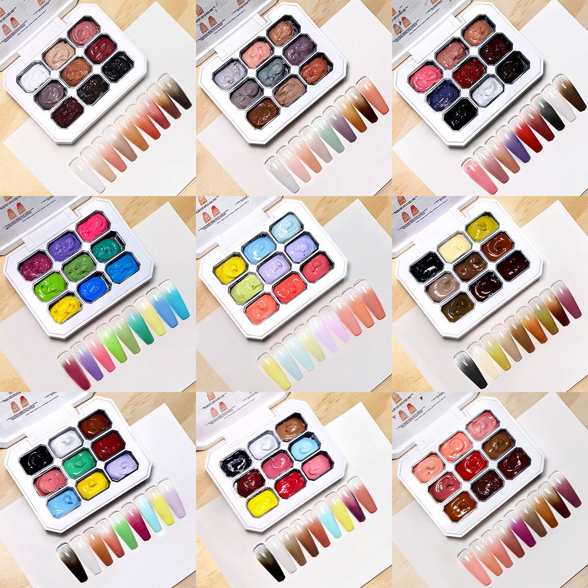 LIMEGIRL Nine-Color Nail Art Gel High Saturation Solid Blush Gradient Smudge Phototherapy Gel Painting Gel