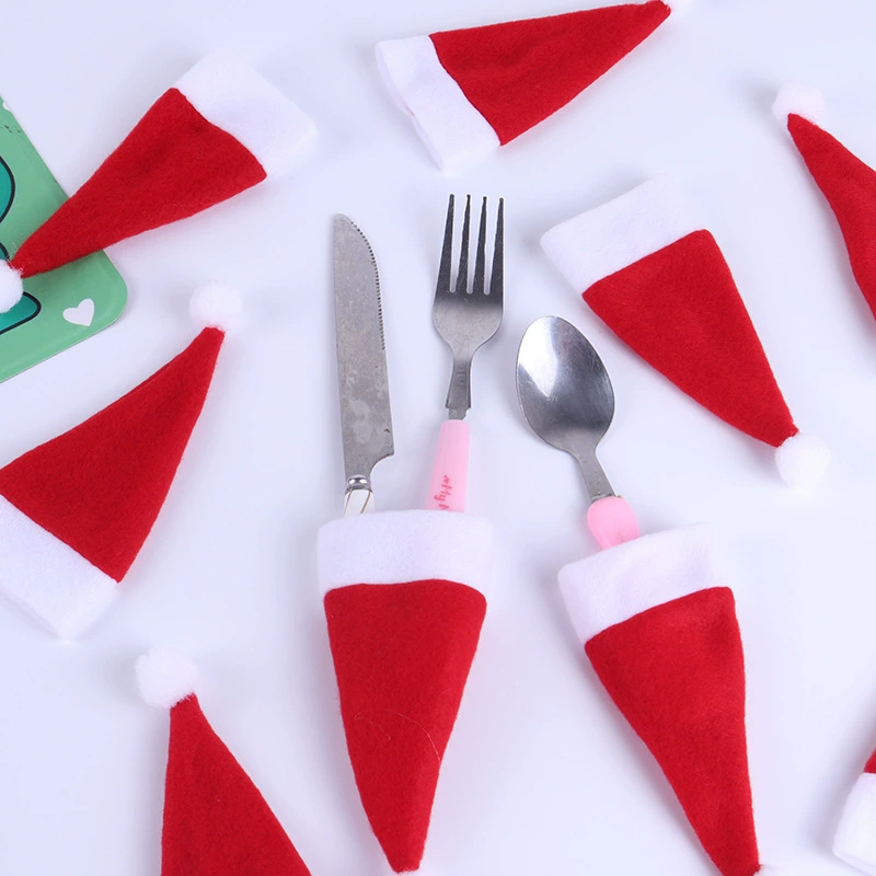 Новый нож и вилка рождественская шляпа рождественские украшения мини рождественская шляпа винная бутылка маленькая шляпа рождественский нож и вилка набор