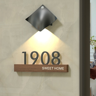 House Number Plate Home Hotel Residential Room Stereo Digital Luminous Prompt House Plate Logo Creative Light Luxury