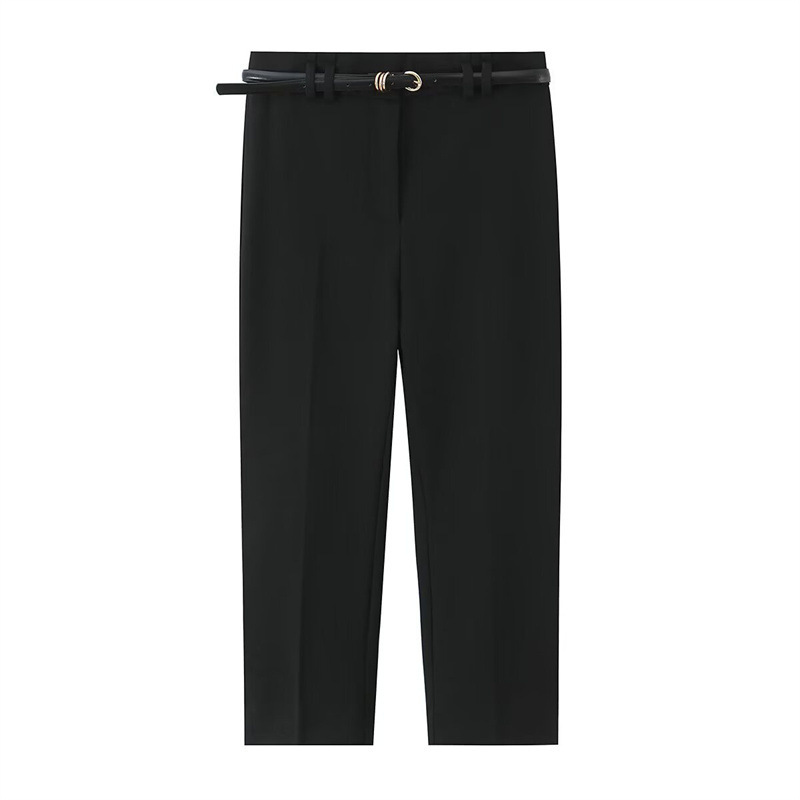 European and American Style 2026 New Fashion Elegant Women's Clothing Wholesale Capri Pants with Belt 1608029