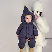 婴儿冬季衣服连体衣夹棉棉服保暖衣服外出服洋气爬服宝宝外出哈衣