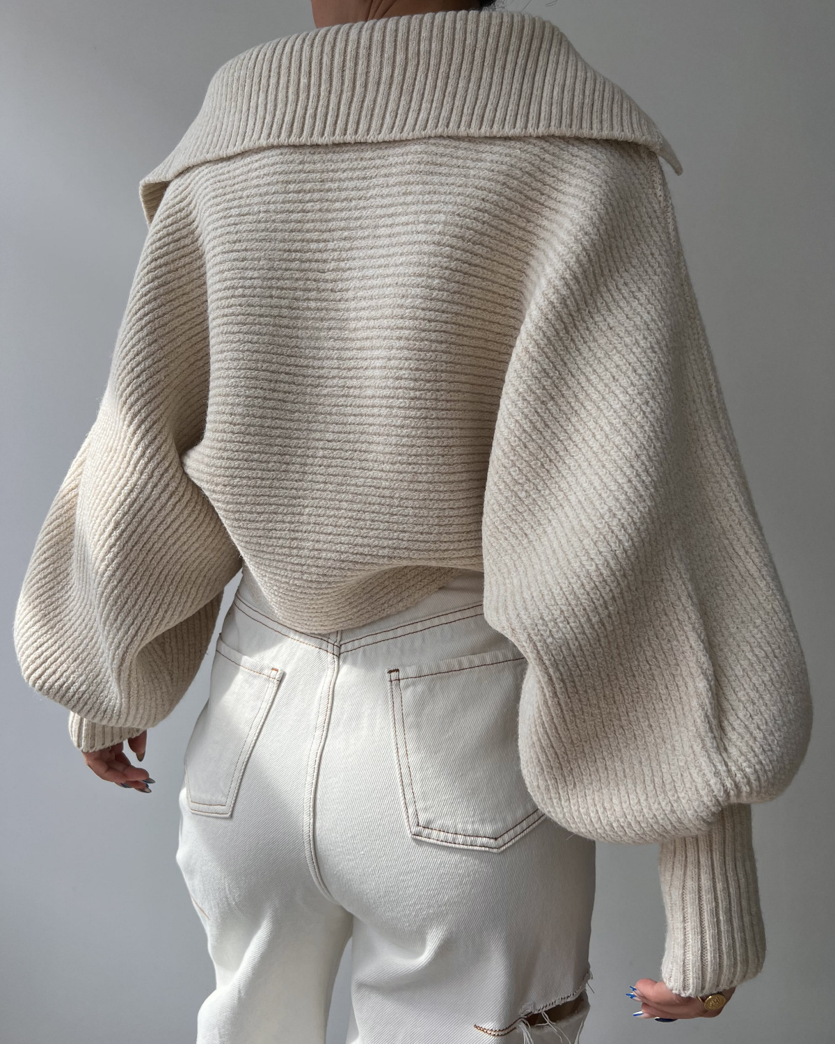 Women's Clothing Spring And Autumn New Knitted Sweater Knitted Sweater Lapel Pullover Women's Top_voghion.com