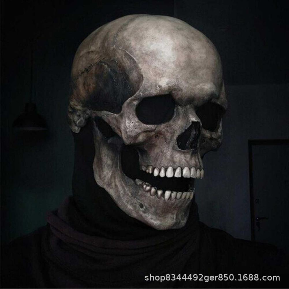 Nuevo móvil boca cráneo máscara cabeza cubierta Horror Halloween boca móvil cráneo cabeza completa máscara de cráneo
