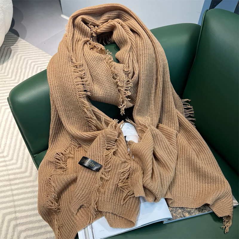 Simple~Multifunctional Knitted Shawl Large Blanket Australian Wool Wool Autumn Outer Scarf For Women Winter
