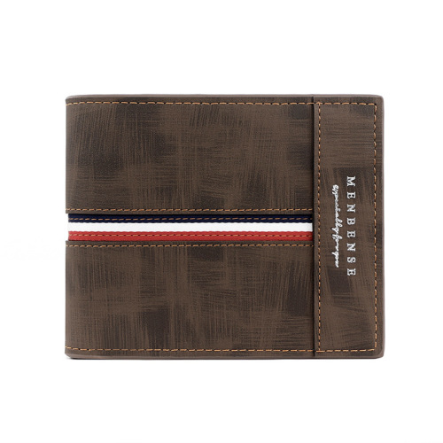 European and American style frosted men's short wallet large capacity tri-fold bag coin bag multi-card slot men's hinge wallet