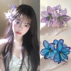 优雅仿真百合花鲨鱼夹女海边拍照气质发饰高级感出片发卡头饰